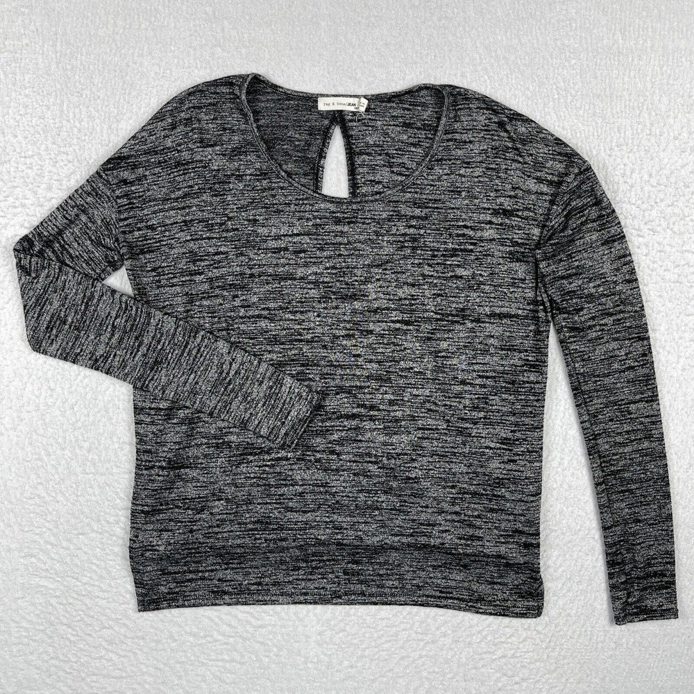 Rag‎ & Bone Shirt Womens XS Gray Black Long Sleeve Cross Open Back Ladies Top